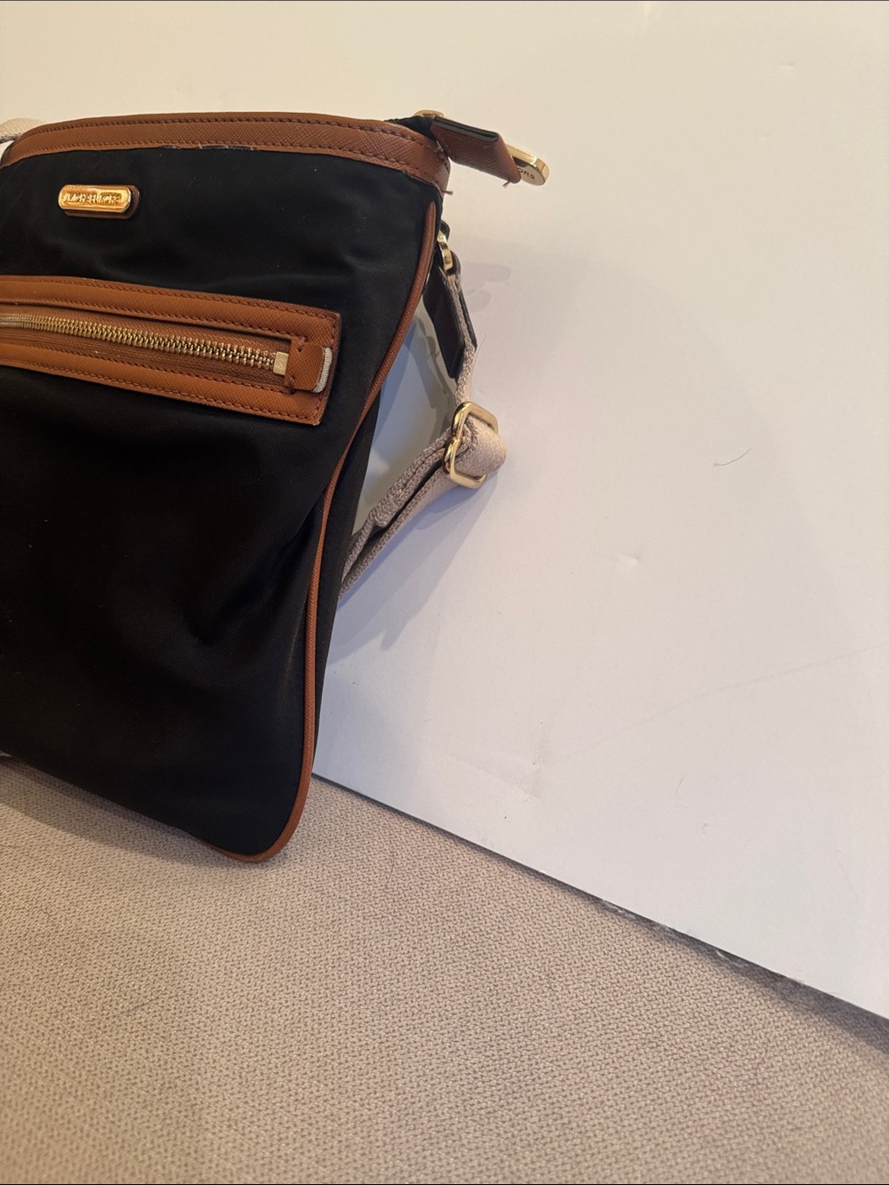 Michael Kors Black Crossbody with Brown Leather Trim and Gold Hardware - Picture 3 of 8